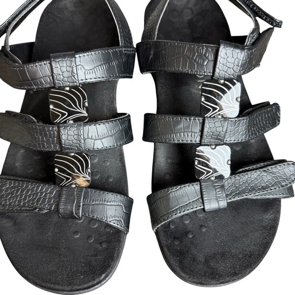 Vionic Black Amber Sandals Size 7 Strappy Leather Arch Support - Picture 5 of 6